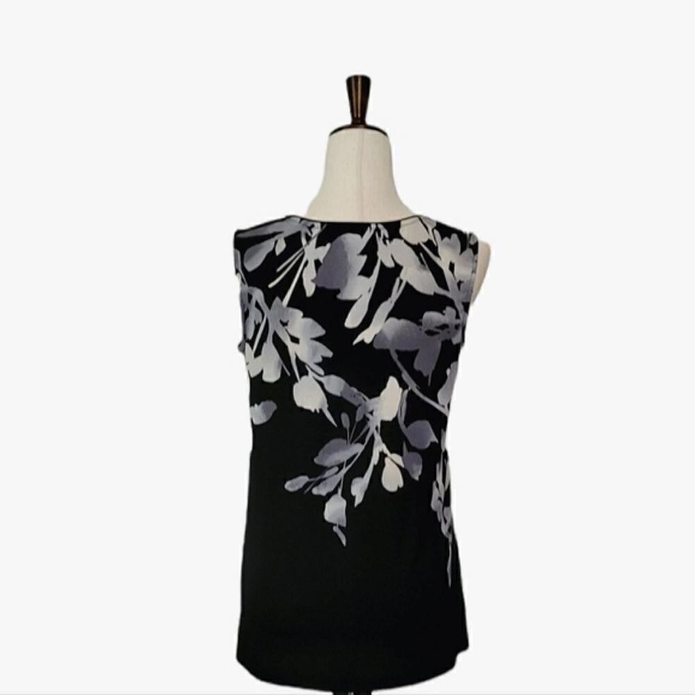 Susan Graver Black Leaf Patterned Liquid Knit Tank Top Size Xs — image 4 of 6